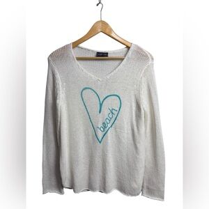 Wooden Ships Heart Beach Sweater S/M Cream
